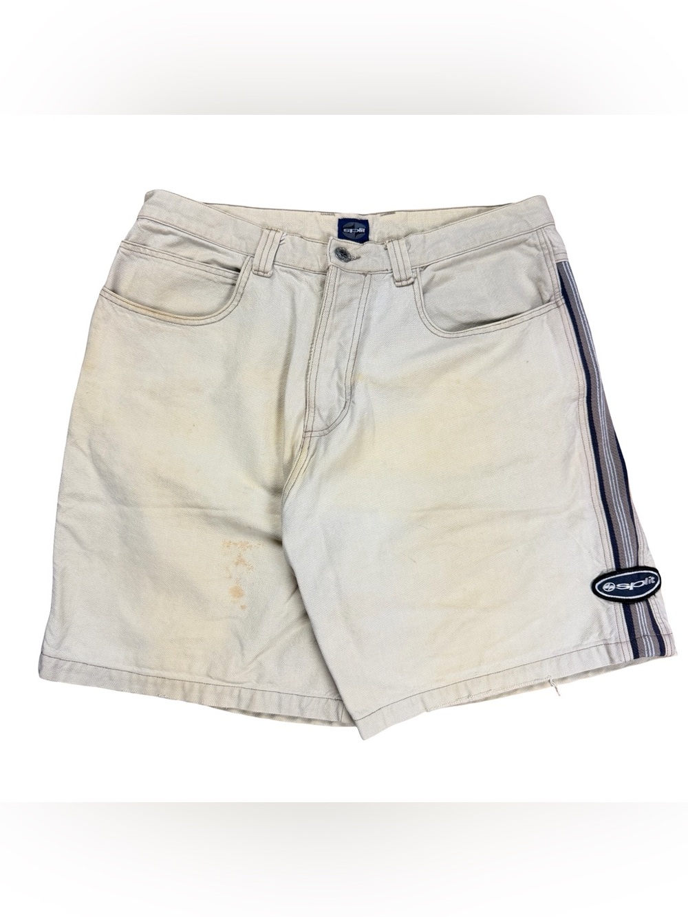 Vintage 90s Split Skateboards Baggy Grunge Punk Cream Shorts Size 34